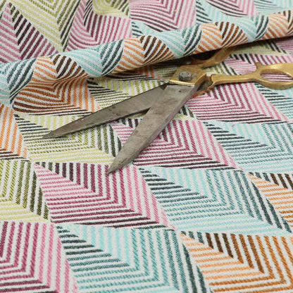 Carnival Living Fabric Collection Multi Colour Geometric 3D Chevron Pattern Upholstery Curtains Fabric JO-500 - Made To Measure Curtains