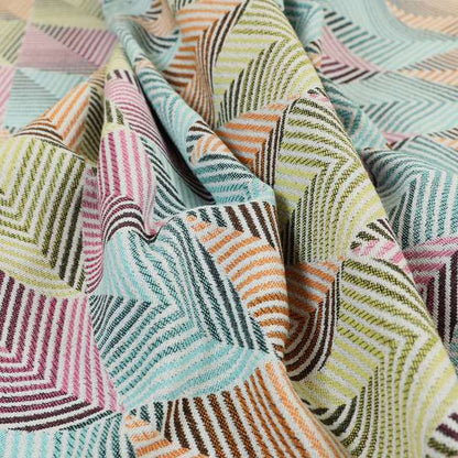 Carnival Living Fabric Collection Multi Colour Geometric 3D Chevron Pattern Upholstery Curtains Fabric JO-500