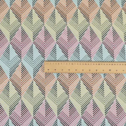 Carnival Living Fabric Collection Multi Colour Geometric 3D Chevron Pattern Upholstery Curtains Fabric JO-500 - Roman Blinds