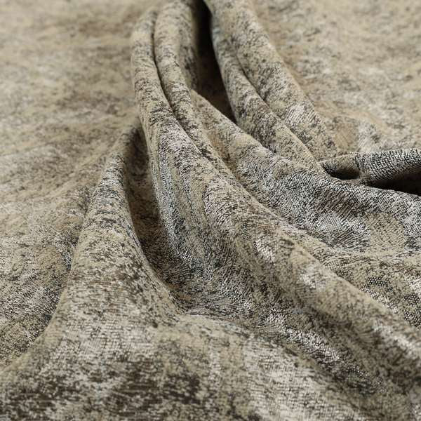 Beige Silver Grey Coloured Medallion Pattern Soft Chenille Upholstery Fabric JO-501