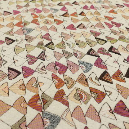 Madagascar Small Motifs Geometric Orange Pink Green Colour Pattern Interior Fabrics JO-502