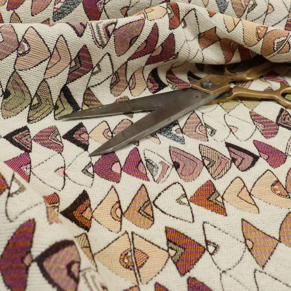 Madagascar Small Motifs Geometric Orange Pink Green Colour Pattern Interior Fabrics JO-502 - Made To Measure Curtains