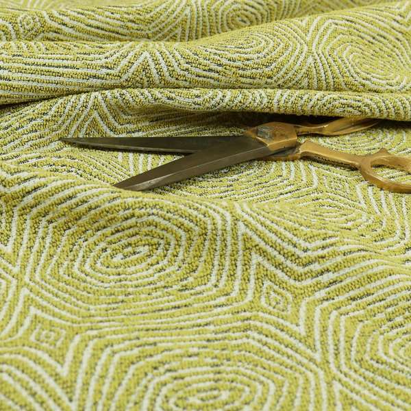 Geometric Uniform Pattern In Green Colour Chenille Upholstery Fabric JO-503 - Made To Measure Curtains