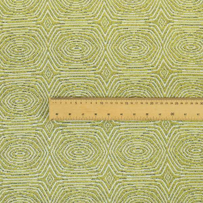 Geometric Uniform Pattern In Green Colour Chenille Upholstery Fabric JO-503