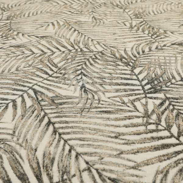 Fantasque Jungle Leaf Inspired Pattern White Grey Brown Colour Chenille Fabric JO-505 - Roman Blinds