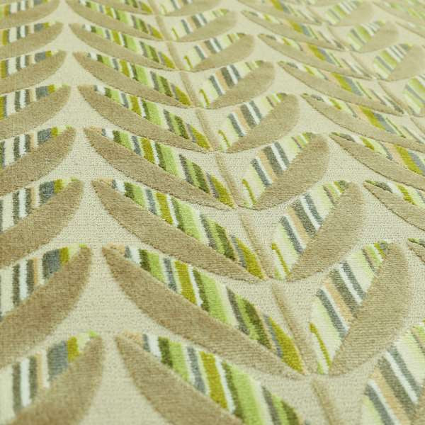 Leaf Floral Pattern Textured Soft Velvet Green Brown Upholstery Fabric JO-506 - Made To Measure Curtains