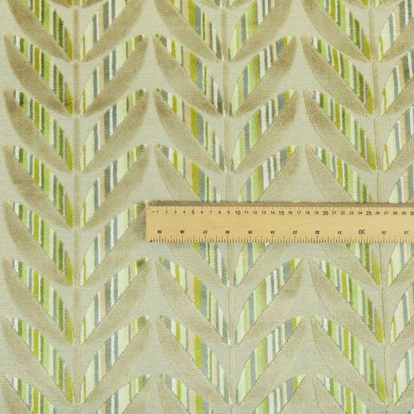 Leaf Floral Pattern Textured Soft Velvet Green Brown Upholstery Fabric JO-506 - Roman Blinds