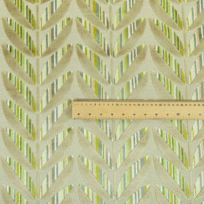 Leaf Floral Pattern Textured Soft Velvet Green Brown Upholstery Fabric JO-506 - Made To Measure Curtains