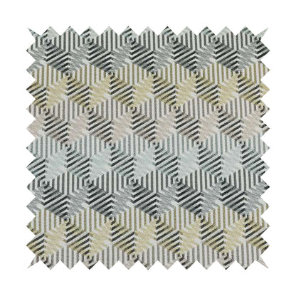 Normandie Geometric 3D Pattern In Yellow Grey Jacquard Upholstery Fabrics JO-507 - Roman Blinds