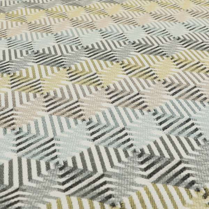 Normandie Geometric 3D Pattern In Yellow Grey Jacquard Upholstery Fabrics JO-507 - Roman Blinds