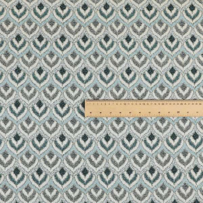 Elwin Decorative Weave Teal Blue Colour Peacock Pattern Jacquard Fabric JO-509 - Roman Blinds