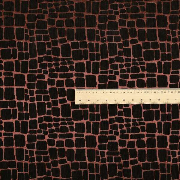 Vegas Brown Bronze Shine Effect Geometric Pebble Pattern Soft Chenille Upholstery Fabric JO-51 - Roman Blinds