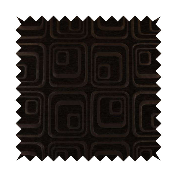 Vegas Brown Bronze Shine Effect Geometric Square Large Pattern Soft Chenille Upholstery Fabric JO-511