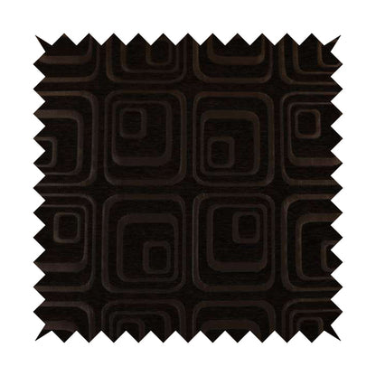 Vegas Brown Bronze Shine Effect Geometric Square Large Pattern Soft Chenille Upholstery Fabric JO-511