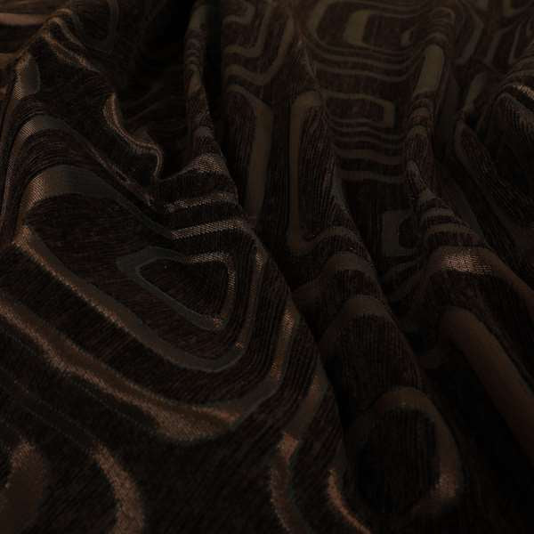 Vegas Brown Bronze Shine Effect Geometric Square Large Pattern Soft Chenille Upholstery Fabric JO-511 - Roman Blinds