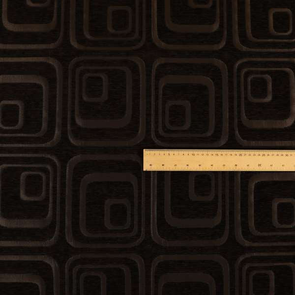 Vegas Brown Bronze Shine Effect Geometric Square Large Pattern Soft Chenille Upholstery Fabric JO-511 - Handmade Cushions