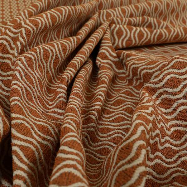 Piccadilly Collection Eclipse Pattern Woven Upholstery Orange Chenille Fabric JO-512 - Made To Measure Curtains