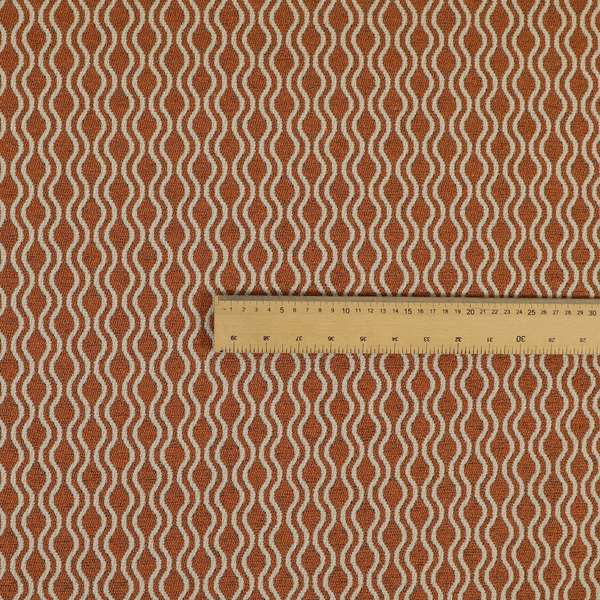 Piccadilly Collection Eclipse Pattern Woven Upholstery Orange Chenille Fabric JO-512 - Made To Measure Curtains