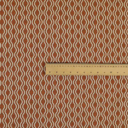 Piccadilly Collection Eclipse Pattern Woven Upholstery Orange Chenille Fabric JO-512 - Made To Measure Curtains