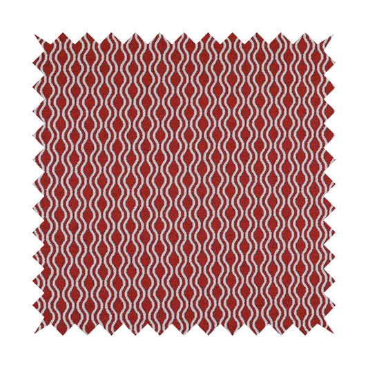 Piccadilly Collection Eclipse Pattern Woven Upholstery Red Chenille Fabric JO-513