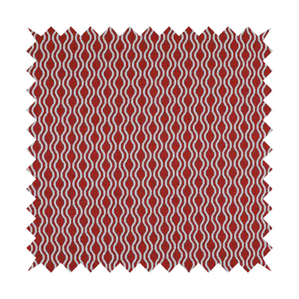 Piccadilly Collection Eclipse Pattern Woven Upholstery Red Chenille Fabric JO-513 - Made To Measure Curtains