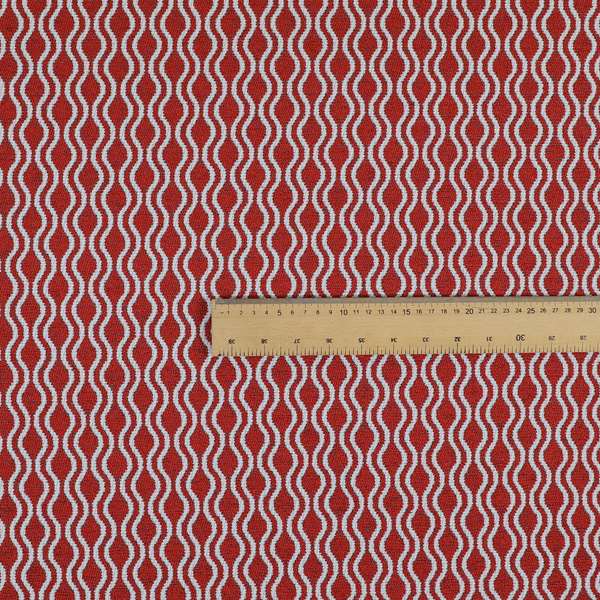 Piccadilly Collection Eclipse Pattern Woven Upholstery Red Chenille Fabric JO-513 - Made To Measure Curtains