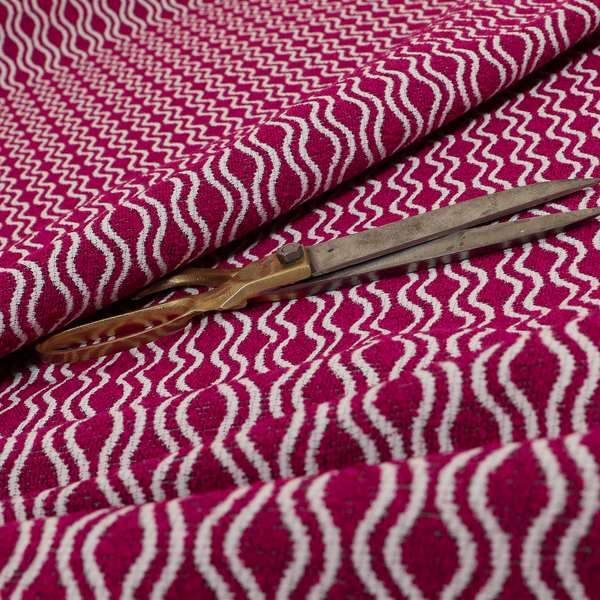 Piccadilly Collection Eclipse Pattern Woven Upholstery Pink Chenille Fabric JO-514 - Made To Measure Curtains