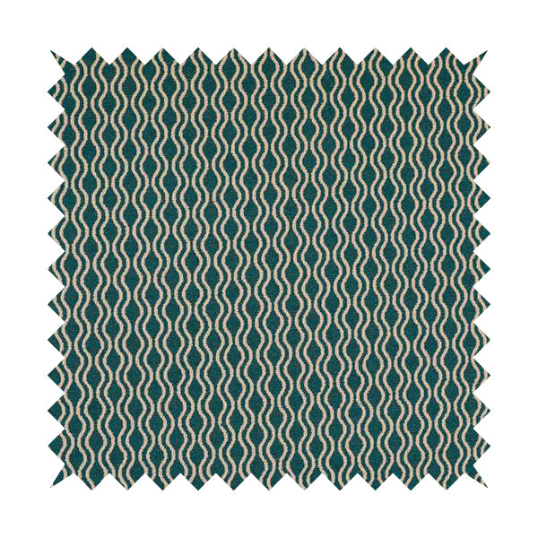 Piccadilly Collection Eclipse Pattern Woven Upholstery Teal Chenille Fabric JO-516 - Made To Measure Curtains