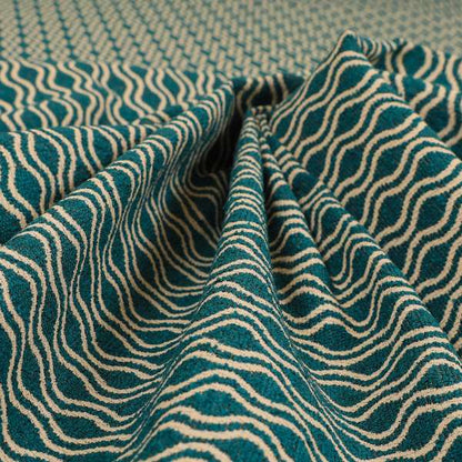 Piccadilly Collection Eclipse Pattern Woven Upholstery Teal Chenille Fabric JO-516 - Handmade Cushions