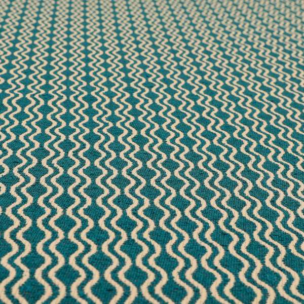 Piccadilly Collection Eclipse Pattern Woven Upholstery Teal Chenille Fabric JO-516 - Roman Blinds