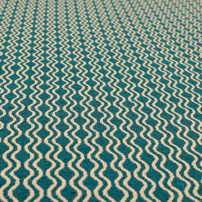 Piccadilly Collection Eclipse Pattern Woven Upholstery Teal Chenille Fabric JO-516 - Made To Measure Curtains