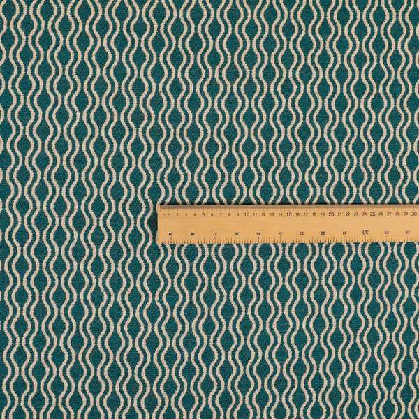 Piccadilly Collection Eclipse Pattern Woven Upholstery Teal Chenille Fabric JO-516 - Roman Blinds