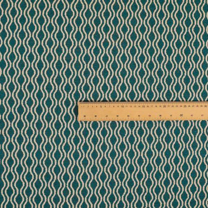 Piccadilly Collection Eclipse Pattern Woven Upholstery Teal Chenille Fabric JO-516 - Roman Blinds