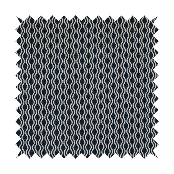 Piccadilly Collection Eclipse Pattern Woven Upholstery Navy Blue Chenille Fabric JO-517 - Roman Blinds