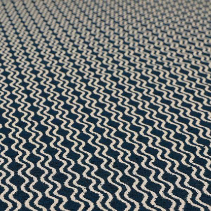 Piccadilly Collection Eclipse Pattern Woven Upholstery Navy Blue Chenille Fabric JO-517