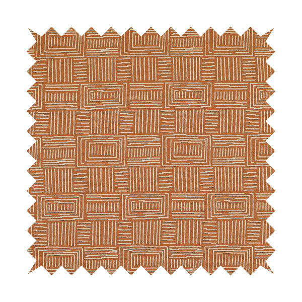 Piccadilly Collection Gingham Pattern Woven Upholstery Orange Chenille Fabric JO-519 - Made To Measure Curtains