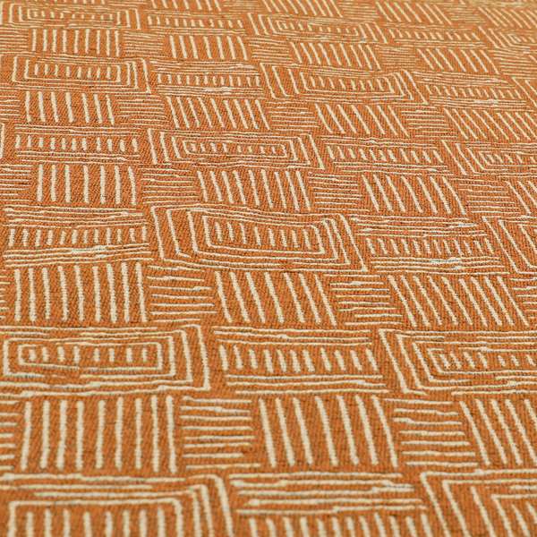 Piccadilly Collection Gingham Pattern Woven Upholstery Orange Chenille Fabric JO-519 - Roman Blinds