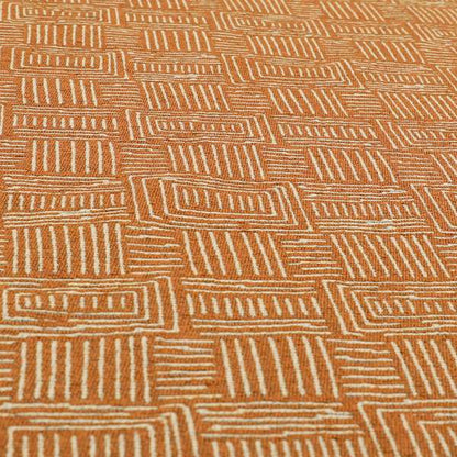 Piccadilly Collection Gingham Pattern Woven Upholstery Orange Chenille Fabric JO-519 - Roman Blinds