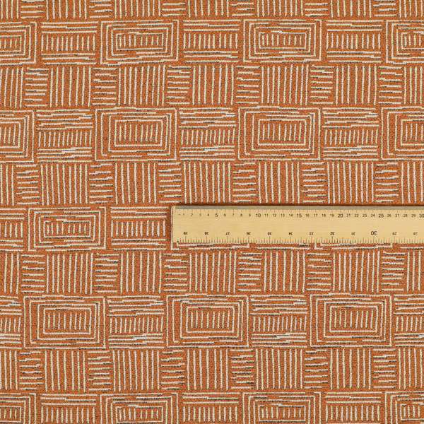 Piccadilly Collection Gingham Pattern Woven Upholstery Orange Chenille Fabric JO-519 - Roman Blinds