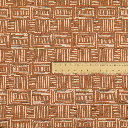 Piccadilly Collection Gingham Pattern Woven Upholstery Orange Chenille Fabric JO-519 - Roman Blinds