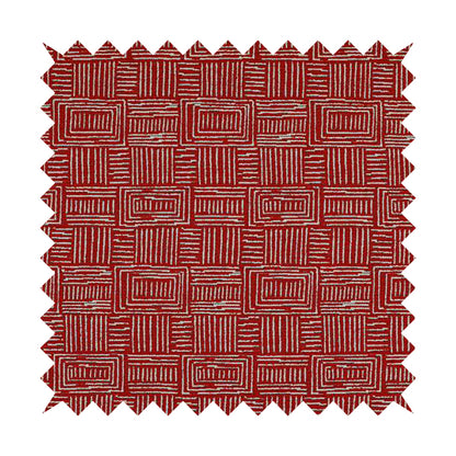 Piccadilly Collection Gingham Pattern Woven Upholstery Red Chenille Fabric JO-520 - Roman Blinds