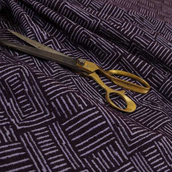 Piccadilly Collection Gingham Pattern Woven Upholstery Purple Chenille Fabric JO-522 - Roman Blinds