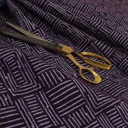 Piccadilly Collection Gingham Pattern Woven Upholstery Purple Chenille Fabric JO-522 - Roman Blinds