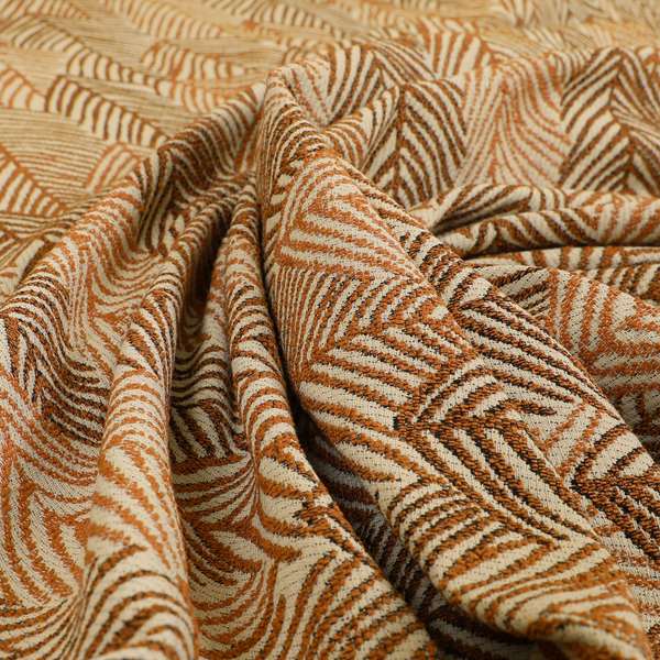 Piccadilly Collection Leaf Floral Pattern Woven Upholstery Orange Chenille Fabric JO-526 - Roman Blinds