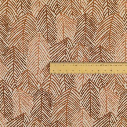 Piccadilly Collection Leaf Floral Pattern Woven Upholstery Orange Chenille Fabric JO-526 - Roman Blinds