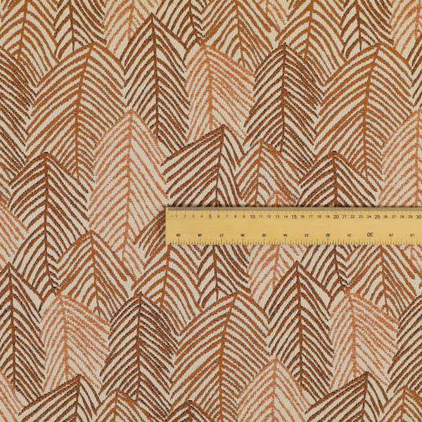 Piccadilly Collection Leaf Floral Pattern Woven Upholstery Orange Chenille Fabric JO-526