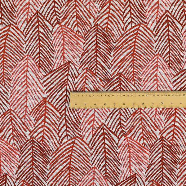 Piccadilly Collection Leaf Floral Pattern Woven Upholstery Red Chenille Fabric JO-527 - Made To Measure Curtains