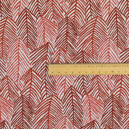 Piccadilly Collection Leaf Floral Pattern Woven Upholstery Red Chenille Fabric JO-527 - Made To Measure Curtains