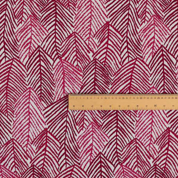 Piccadilly Collection Leaf Floral Pattern Woven Upholstery Pink Chenille Fabric JO-528 - Roman Blinds