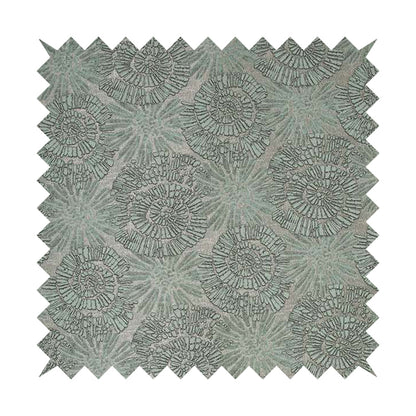 Aqua Silver Grey Coloured Floral Medallion Design Soft Chenille Upholstery Fabric JO-53 - Handmade Cushions